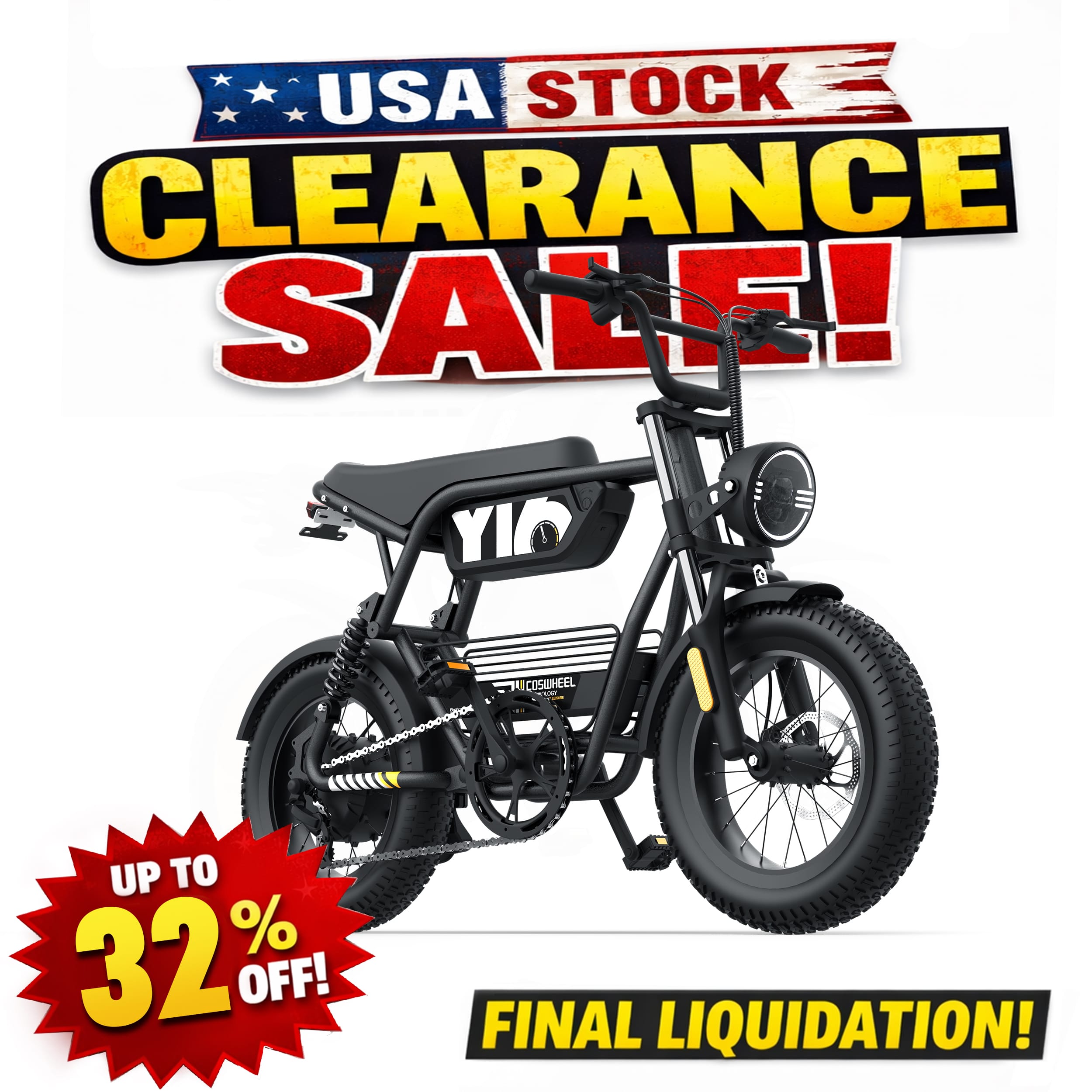 Y16 Dual Suspension Electric Bike | US Warehouse Clearance – Limited Units